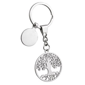Llavero de madera Tree Life con moneda, sin caja - Product Image 1