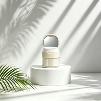 Pot pompe sans air rechargeable en plastique PP, blanc, avec couvercle miroir, pour crème visage, beurre corporel, lotion, personnalisable avec logo
