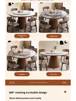 Gesinterter Stein Esstisch mit Drehteller Luxuriöser Wohnzimmer-Creme-Stil Hochwertiger Runder Esstisch und Stuhl-Sets