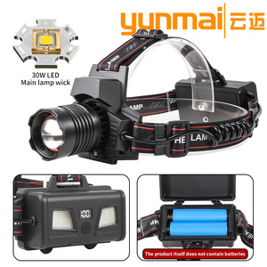 Lampe frontale LED rechargeable 2000 mAh, bandeau réglable, double source lumineuse, affichage numérique ultraviolet, zoom longue portée - Product Image 2