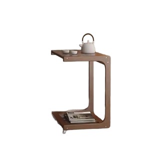 Simple wooden movable side <b>table</b>, home bedroom bedside <b>table</b>, solid wood with wheels, small apartment <b>C</b>-<b>shaped</b> coffee <b>table</b> - Product Image 1