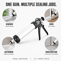 Pistolet à calfeutrer professionnel en aluminium robuste de 300 ml avec poignée à pression lisse pour application de silicone
