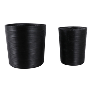 Grands pots à plantes en résine pour intérieur et extérieur, design côtelé noir, décoration de jardin - Product Image 3