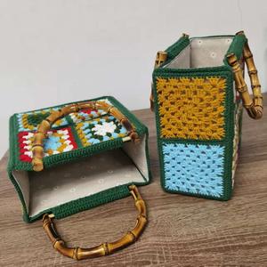 Women's Casual Summer Beach Tote Handmade <b>Straw</b> <b>Bag</b> Bamboo Zipper Closure Polyester Flower Wicker Big Two Rattan <b>Bag</b> Girls - Product Image 1