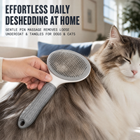 Brosse de toilettage pour animaux de compagnie à nettoyage automatique - Brosse anti-poils à une touche pour chiens et chats