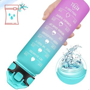 Botella de Agua Transparente con Degradado, Asa Portátil, Vaso de Plástico con Escala, Botella Deportiva de Gran Capacidad con Tapa a Presión, Vaso Espacial - Product Image 3