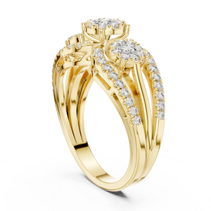 Elegante Anillo de Diamantes Dorado para Mujer, Joyería Clásica Brillante para Boda, Compromiso, Uso Diario, Regalo - Product Image 1