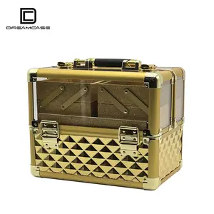 Dreamcase caixa de maquiagem mus134, tecnologia dourada com espelho novo preço portátil