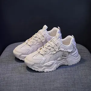 Mới Hợp Thời Trang Nền Tảng Dày Duy Nhất Phụ Nữ Giản Dị Sneakers Chunky Giày Đi Bộ Sneaker Giày Cho Phụ Nữ