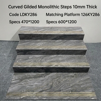 Carreaux de marche d'escalier en céramique texturée pierre, antidérapants, résistants aux acides, à bords incurvés, modernes et luxueux, 1200x470mm, pour usage intérieur, villa
