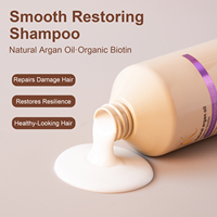 Champú de Biotina de Marca Privada OEM, Champú Sin Sulfatos, Reparador, Suavizante, Champú Natural Vegano con Aceite de Argán para Reparación