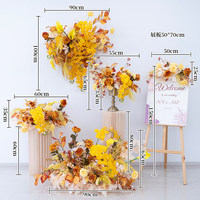Herfst Gouden Geel Gebrand Oranje Handgemaakte Duurzame Kunstzijde Bloemenset Bruiloft Achtergrond Wanddecoratie Feestverhuur Decoratie