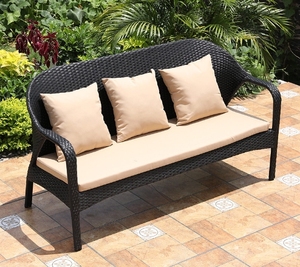 Salon moderne d'extérieur en bois canapé ensemble de meubles poly rotin osier sectionnel de jardin pour hôtels et parcs - Product Image 6