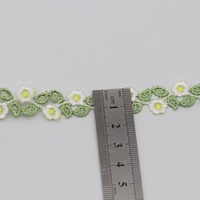Dentelle brodée en polyester écologique soluble dans l'eau à motif animalier vert, pour vêtements et accessoires, 15Y multicolore