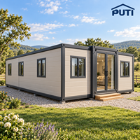Maison conteneur modulaire extensible anti-sismique de 30 pieds, double aile, préfabriquée, style ferme, en acier robuste, pour zone sismique