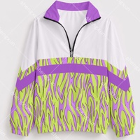 Veste coupe-vent à fermeture éclair 1/4 personnalisée pour femmes, imprimé tigre/zebra, résistante à l'eau