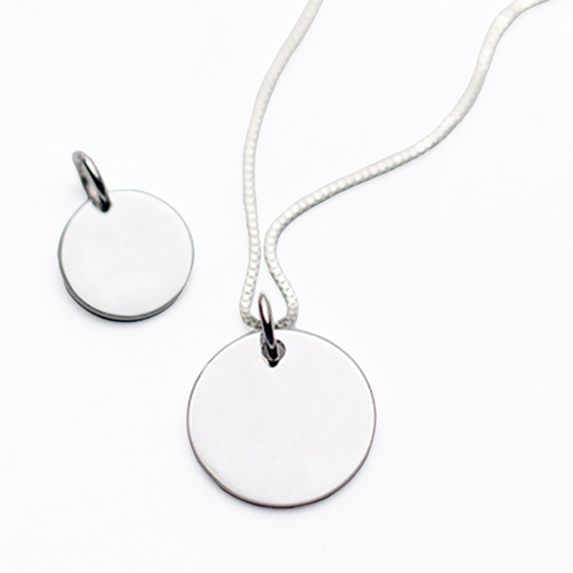 Custom Name Necklace Engravable Blank Diy Letter Charms Round 925 Silver Pendants