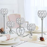 Uschool – Nouveau Chandelier de Luxe en Métal Plaqué de Haute Qualité, 3 Têtes et 5 Bras, avec Cristaux, pour Bougies Chauffe-Plat – Élégant Centre de Table de Mariage