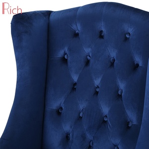 Cheap High Back Chairs Nordic Leisure MId Century Blue Tufted Sofa Chair With Buttons - Product Image 6
