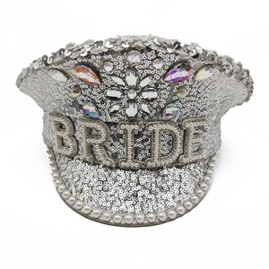 Manwu Chapeaux de festival d'anniversaire de luxe unisexes personnalisés avec incrustation de diamants chauds Chapeau à paillettes de capitaine et de sergent pour la fête - Product Image 4