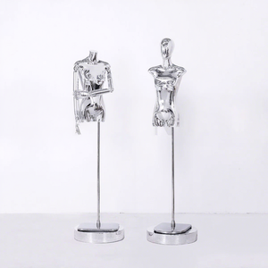 Mannequin de présentation de vêtements pour femmes en fibre de verre électro-plaquée, taille plus, en position debout, demi-corps - Product Image 2