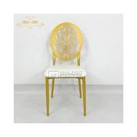 Chaise de mariage en fer blanc fantaisie, chaise en métal doré avec cristaux, chaise de mariage pour la mariée et le marié, pour la réception
