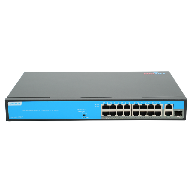 HWIOT Commercial 16-Port Gigabit PoE Network Switch with VLAN Support IEEE 802.3af/at Rackmount Design