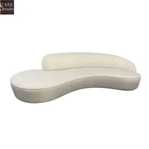 Sıcak satış tasarımcı fransız mobilya beyaz buklet kanepe Modern kavisli kanepe kadife kanepe oturma odası döşemelik koltuk kumaşı S510