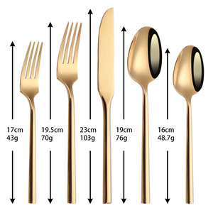 Hex Handle Golden Eco-Friendly 24-Piece Stainless Steel Flatware Set Spoon Fork Knife for Wedding Restaurant Party - Product Image 2