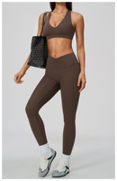 Ensemble de sport deux pièces pour femme : soutien-gorge et legging à dos ajouré, séchage rapide, taille en V, pour la course, le yoga et le fitness