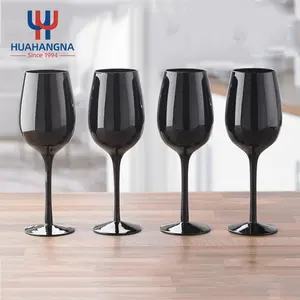 Bán Buôn Elegant Chì Miễn Phí Dài Stem Goblet Ly Rượu Vang Đầy Đủ Màu Accent Blind Đen Nếm Glass Đối Với Vui Đảng Sự Kiện