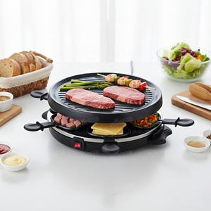 Parrilla Eléctrica Multifuncional para Raclette para 6 Personas, Parrilla Redonda Antiadherente para Fiestas en Interiores con Mini Moldes para Queso - Product Image 3