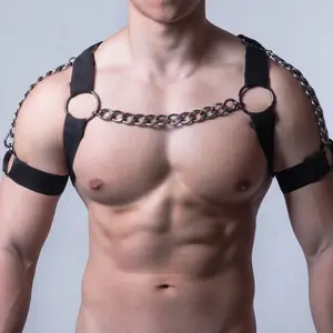 可调弹性男士身体绑带朋克风格色情哥特式俱乐部男装