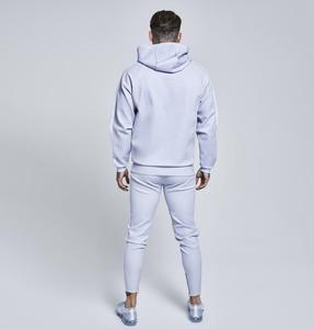 Chándal con capucha azul claro para hombre, de manga larga, color sólido, informal, con cordón ajustable, 100% algodón poliéster, chándal de tela gruesa. - Product Image 3
