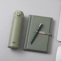 Coffret Cadeau Luxe : Carnet en Cuir PU Blanc Personnalisé, Thermos, Stylo et Bouteille d'Eau – Idéal pour les Affaires