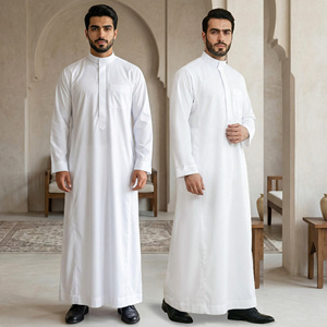 Jubbah Bianca di Alta Qualità, Vendita Diretta dalla Fabbrica di Dubai, Arabia Saudita, <span class=keywords><strong>Abbigliamento</strong></span> Tradizionale Musulmano con Cerniera - Product Image 1