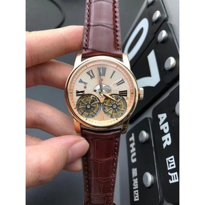 Luxurious Men's Rose Gold Stainless Steel Dial Skeletonized Double Tourbillon <b>Automatic</b> Mechanical Movement Business Watch - Product Image 6