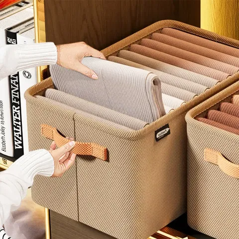 Handle Folding Storage Box for Family Wardrobe Stackable Foldable Wardrobe Storage Boxes Pull Out Storage Box Basket Wardrobe