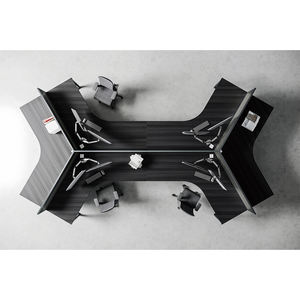 Meubles de bureau modulaires pour employés, poste de travail à 120 degrés, bureau 4 places, poste de travail pour 4 personnes, tables en bois - Product Image 4