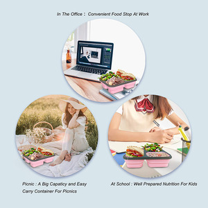 Hộp đựng thức ăn bằng silicon gấp gọn bán buôn, hộp cơm trưa bento, hộp đựng thức ăn bằng silicon thân thiện với môi trường có nắp PP - Product Image 6