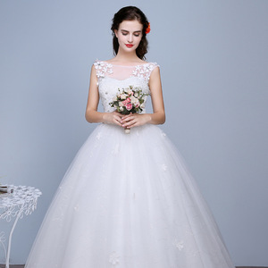Wedding Dress Ball Gown Off White Tulle Sweetheart Neckline Floral Print Plus Size Natural Waistline - Product Image 1