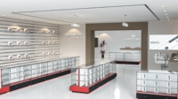 Vitrine de présentation en verre rétroéclairée populaire pour le commerce de détail, en verre trempé sans cadre, pour l'aménagement des magasins de cosmétiques et de soins de la peau