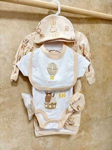 Ensemble de vêtements pour nouveau-né unisexe 7 pièces avec imprimé animal, tout en coton, accessoires pour bébé - Product Image 5