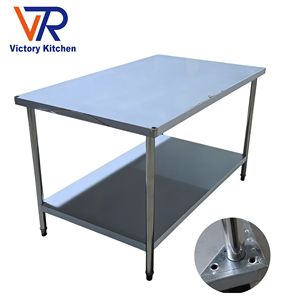 VICTORY KITCHEN 201 Banco de Trabajo de Acero Inoxidable de 2 Niveles para Condimentos, 0.8mm, Capacidad de 300KG, Modelo VCT para Mesa de Laboratorio con Patas - Product Image 4