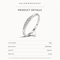 Bague en Zirconium Sertie de Zircons, Argent 925, Bande Fine 5A, Argent et Or Scintillant, Élégante, Mignonne, Délicate, Cadeau de Saint-Valentin, Anniversaire, Bijoux Fins