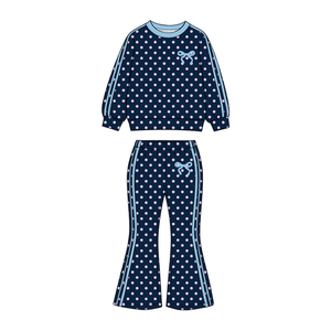 Conjunto de Ropa para Niñas Pequeñas, Sudadera con Lindos Puntos Coloridos, Pantalones a Rayas con Corte Acampanado, Pre-venta - Product Image 3