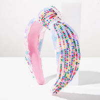 Bandeau à nœuds perlé et pailleté multicolore pour la Fête de l'Indépendance américaine, Série Jour de la Fierté, Accessoires capillaires à bord large