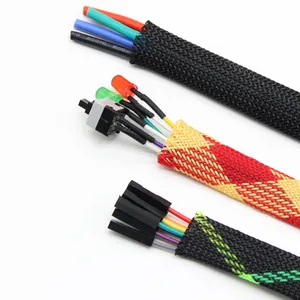 10MM Expandable PET Braided Sleeves Black Cable Management Cover Protection Sleeving