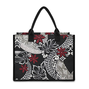 Bolsos de hombro personalizados con envío directo para mujer, estampado de tatuajes de Samoa, Asa portátil, bolso de compras plegable a la moda, estampado a pedido - Product Image 1