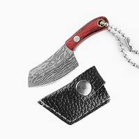 Outils de plein air, mini couteau pliant porte-clés, motif Damas, personnalisable, OEM, outil de coupe en acier inoxydable, manche en bois Pakka